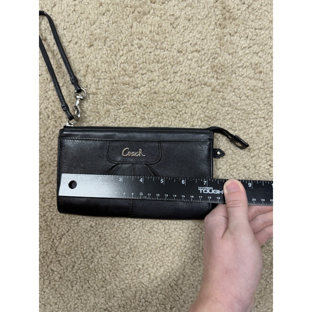 Coach Ashley Zip Wristlet Wallet Black Leather - Picture 7 of 9